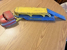 Vintage Wyandotte Auto Transport Pressed Steel 2-Piece Trailer Truck 1960s