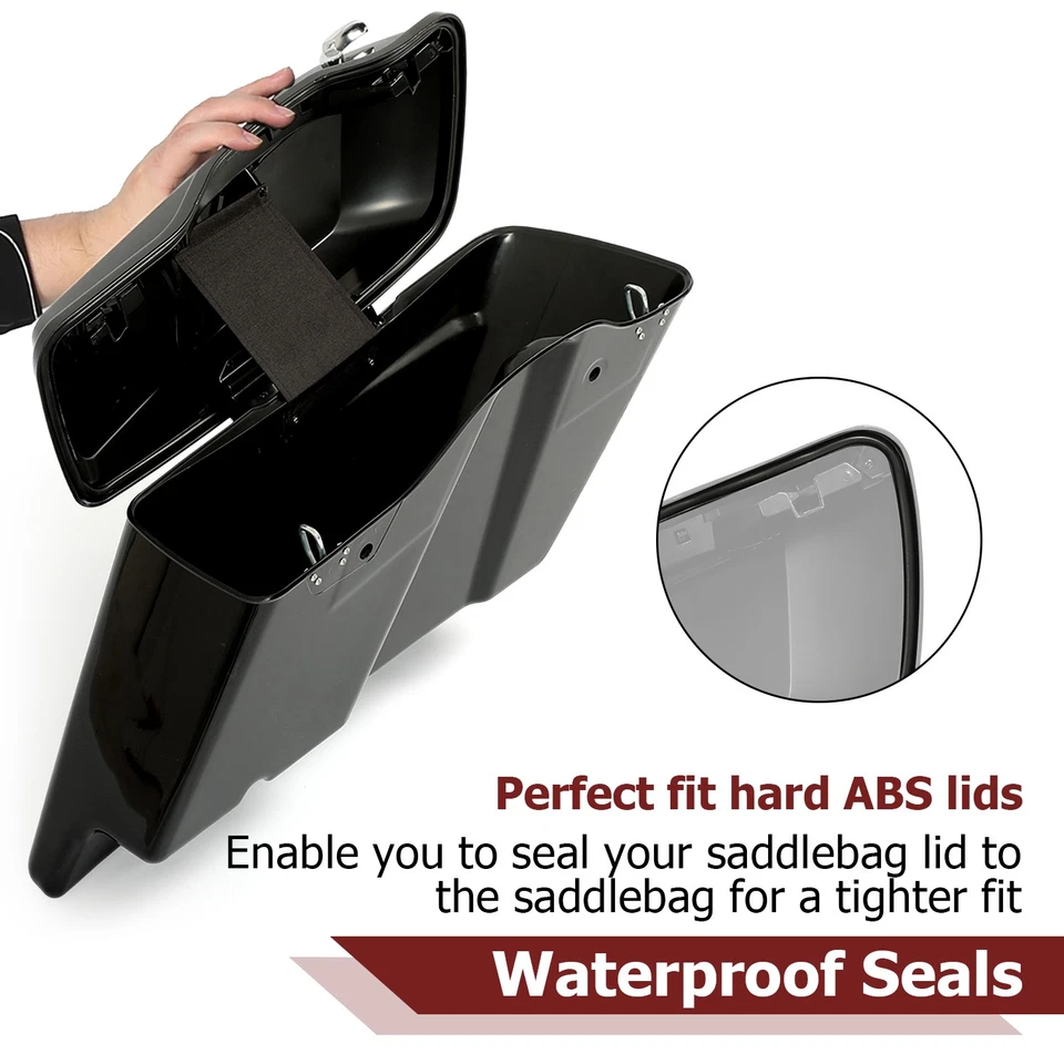 5" Extended Hard Saddlebag Saddle Bags For Harley Touring Street Glide 2014-2024 — 第 3/4 张图片