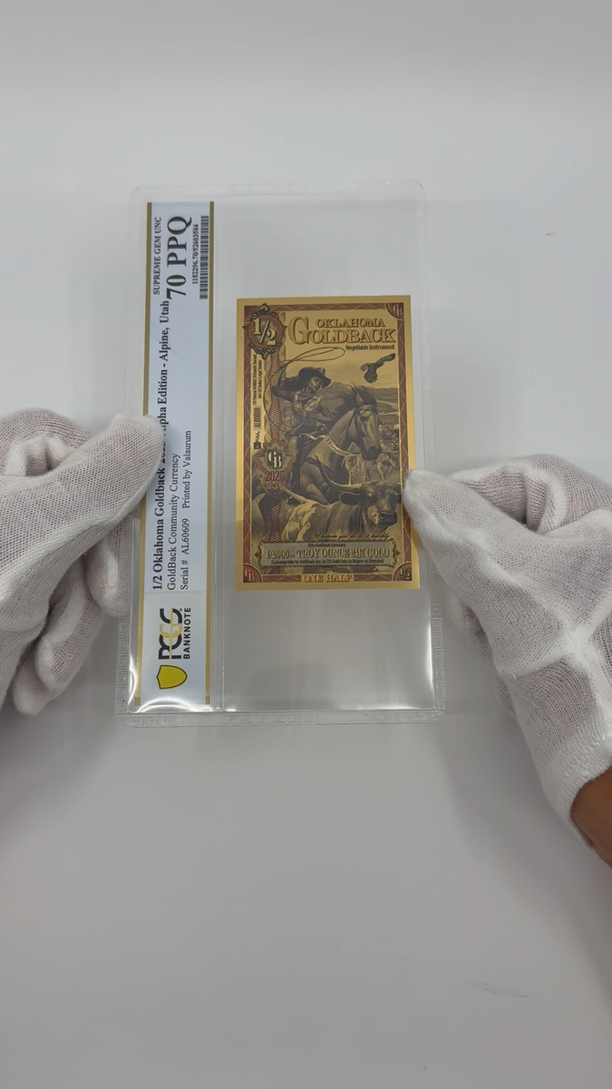 2025 Oklahoma 1/2 Goldback PCGS 70 *ALPHA SERIES* (Honestas, Honor