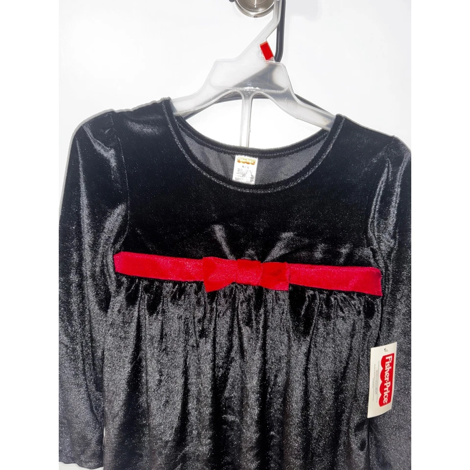 Fisher Price Niñas Negro Terciopelo Conjunto de Lazo Rojo Nuevo con Etiquetas Foto 3 de 4