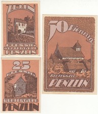*NOTGELD*Stadt Penzlin in Mecklenburg*10+25+50 Pfg.*gültig bis 31.5.1922*