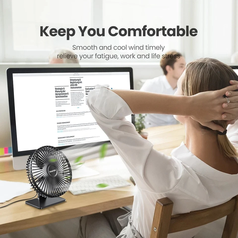 Ultra Quiet USB Desk Fan 4 Speed Cooling 90° Rotation Home Office Ventilator Gif - Image 3 of 4