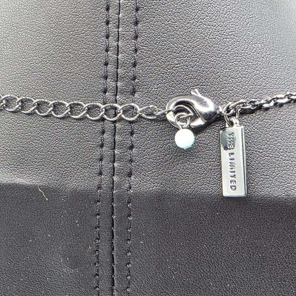 Cadena The Limited para mujer tono plata con cuentas de piedra púrpura colgante moda 19" Foto 4 de 4