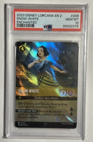 2023 Disney Lorcana EN2 SNOW WHITE Well Wisher 206/204 ENCHANTED PSA 10 GEM MINT