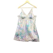 Satin blue green purple swirl print lace slip nightie Y2K vintage lingerie