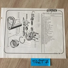 Gurtner Carburetor D12G 617 VAP D8G 598 Paloma Export Spare Parts List
