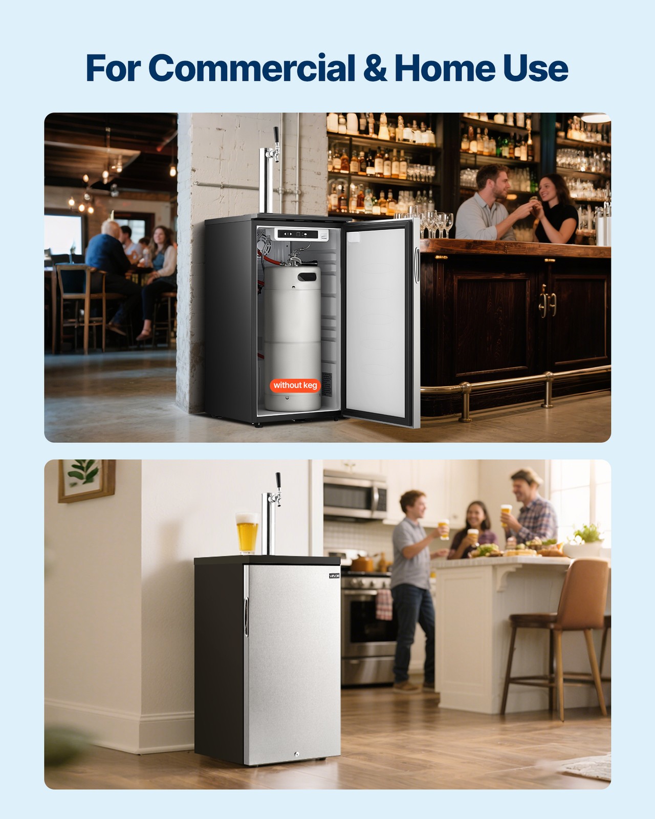 VEVOR Beer Kegerator with CO2 Tank Single-Tap Beer Dispenser 92L Refrigerator