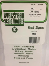 Evergreen 4067 Styrene Plastic O Passenger Car 3-1/4" Spacing (1)