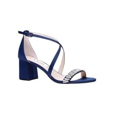 Nina ELENORA Women's Dress Sandal Toe Strap Open Toe Buckle In Navy NEW
