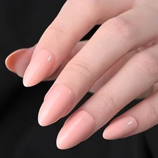 evpct Nude Pink Press on Nails Almond Short, Glossy Short Almond Fake Nails K...