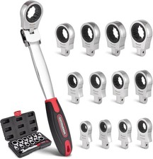 COTOUXKER Flex Head Ratcheting Wrench Set, 8-19mm Ratchet Wrench Set with Int...
