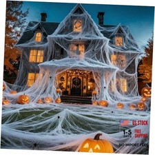Spider Web, Bonus with 10 Artificial Spiders, Fabric Spider Webbing, 200 sqft