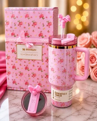 Mother s Day Gift   Pink Stanley LoveShackFancy Tumbler 40oz | Limited Edition