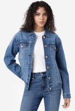 Seven7 Womens Denim Trucker Jacket Sz.Med.Button Up Stretch Medium Blue Wash NWT