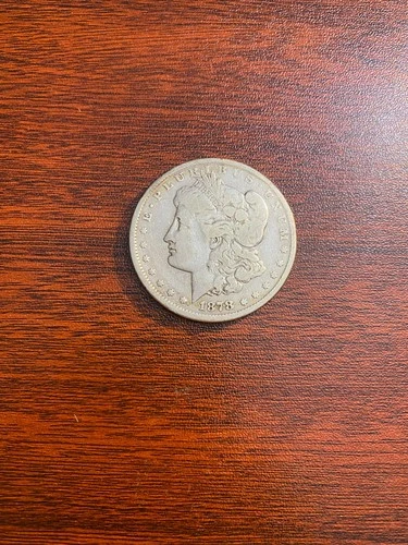 1878-P 8TF Morgan Silver Dollar VG+ Rainbow Toned Details Cleaned - Lot #21