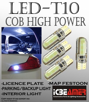 2 pairs T10 COB LED White Silicon Protected Direct Plugin Map Light Lamps X493