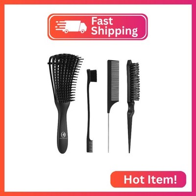 BRUSHZOO Hair Styling Set: Detangling Brushes for Curly Hair with Teasing Brush,