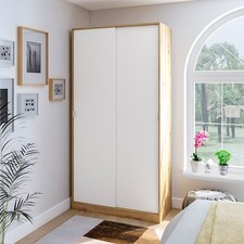 Armadio Guardaroba Appendiabiti 2 Ante Scorrevoli 10x50x200 TOP Bianco E Rovere