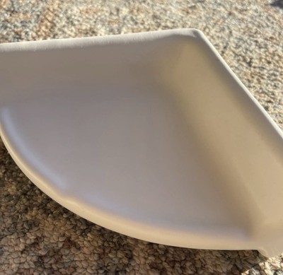 NOS Vintage Porcelain Corner Shower Shelf Ledge Soap Tray Matte Cream  7 