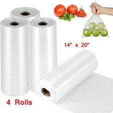 4 Rolls 14" x 20" Plastic Kitchen Produce Bags Bread Fruit Vegetable Food Saver