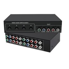 Component AV Video Switch Box 4 in 1 Out, 1080P, 4 Way Composite Selector