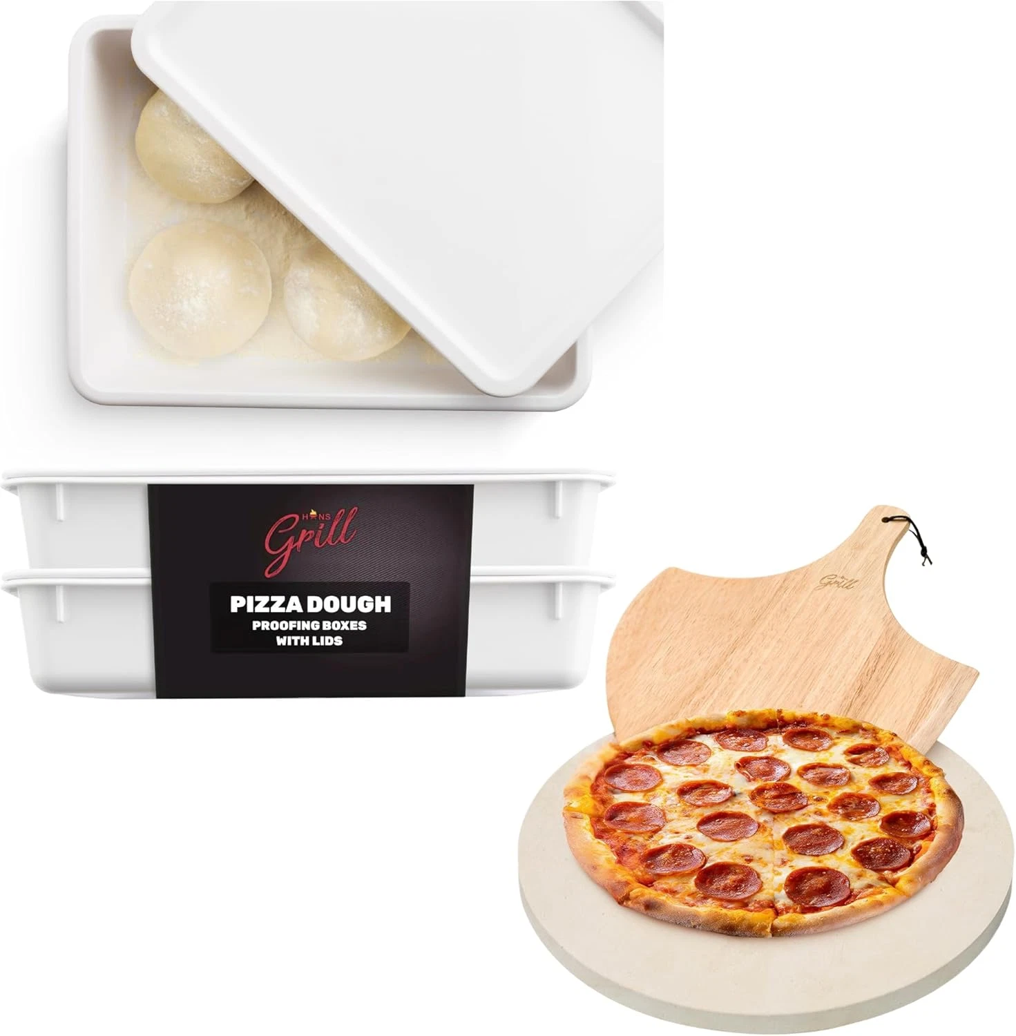 Stackable Pizza Dough Proofing Box Set with Stones & Wooden Peel
Opens in a new window or tab
