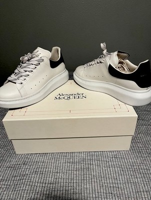 Alexander McQueen Oversized Men s Low Top Lace Up Sneakers White/Black Box