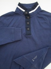 Mens Large Barbour 1/4 snap sweater pullover dark blue Portugal