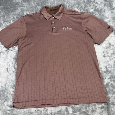 Nike Shirt Tiger Woods Collection Polo L Golf Brown Striped Fit