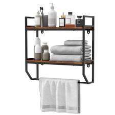 2-Tier Bathroom Towel Rack with Shelf, Industrial Over The Shelf with Towel B...