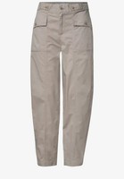 Twillhose 44/28 Beige Streetone Casualfit Highwaist Barrelleg Knopfdetail Cotton