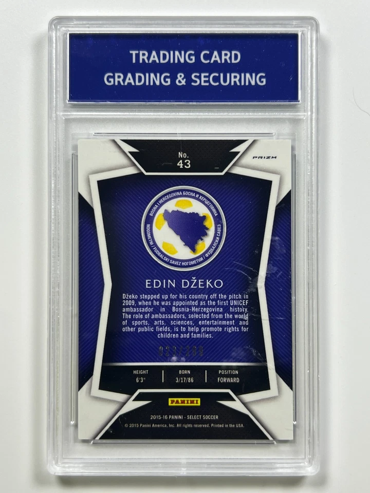 2015-16 Panini Select Edin Dzeko Blue Prizm /299 TCGS Gem Mint 10 - Image 2 of 2
