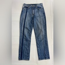 Carmar High Rise Straight Leg Jeans Size 26 Blue Denim Mid Hem Detail