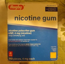 Rugby Sugar Free Nicotine Gum 4mg Original Flavor 110 pcs Exp 01/28