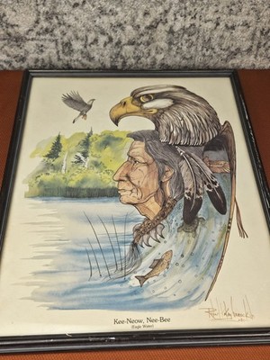 Print Robert Ka Kay Geesick Nat. Amer. kee-now,nee-bee Eagle Water 21x17''