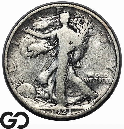 1921-D Walking Liberty Half Dollar, Low Mintage Series VG++ Better Date