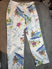 Yvonne Marie Pants Sz 4 Costa Azzurra Theme Print Side Zip USA Made Cotton Blend