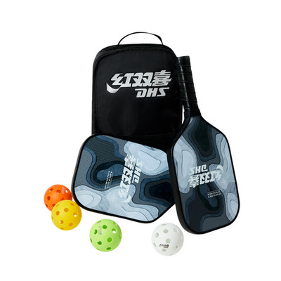 [DHS Sports USA] Family Pickleball Paddle Set 2 Pads 4 Ball Carbon Beginner 16mm