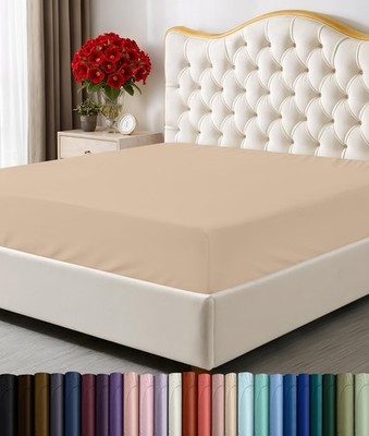 Utopia Bedding Queen Fitted Sheet Beige 60x80 Inches 15 Inch Deep Pocket