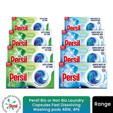 Image of Persil Bio or Non Bio Laundry Capsules Fast Dissolving Washing pods 48 Wash, 4Pk