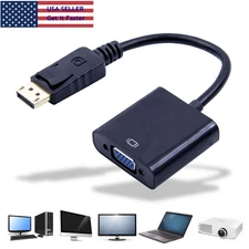 FHD Display Port DP Male to VGA Female Adapter Converter Cable Lead 1080P Black
