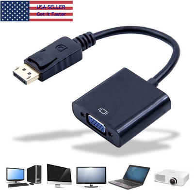 FHD Display Port DP Male to VGA Female Adapter Converter Cable Lead 1080P Black