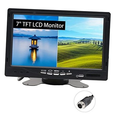  7'' TFT LCD Car Monitor 2 Split Screen 4-PIN Connector Video Inputs Color 