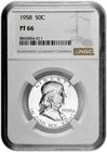 1958 50C Proof Silver Franklin Half Dollar NGC Graded PF 66 White Coin