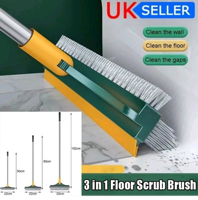 3 in 1 Bodenscheuerbürste mit Rakel Wischmopp Wasserschrubber 120° drehbarer Kopf UK