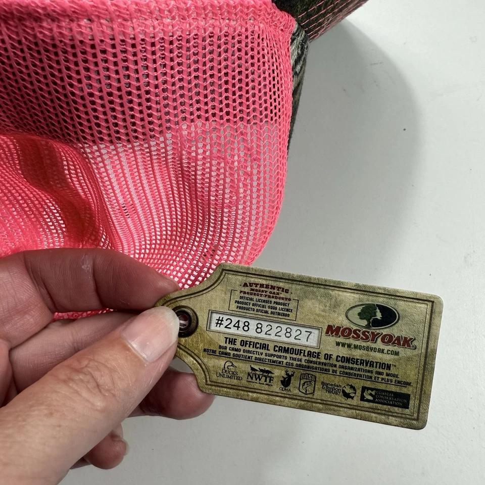 NEW Mossy Oak Pink Camouflage Womens Logo Mesh Back Trucker Baseball Hat Cap - Image 4 of 4