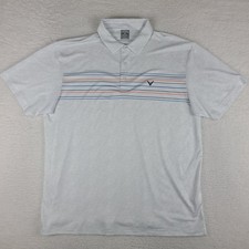 Callaway Polo Shirt Mens XL White Gray Opti Dri Performance Golf Short Sleeve