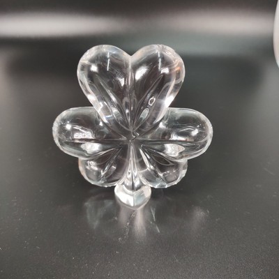 Waterford Shamrock Clear Crystal Paperweight Crystal 3 Leaf Clover 3'' No Damage
