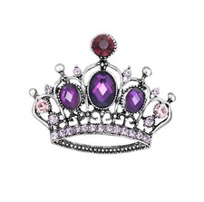 Rhinestone Crown Pin Brooch Women Pin Brooches Purple and Red Crown Lapel Pin...