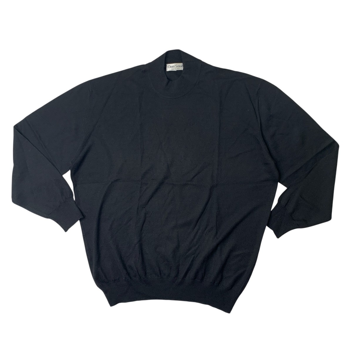 Vintage Gran Sasso Sweater Mens VI Black Wool Mock Neck Knit